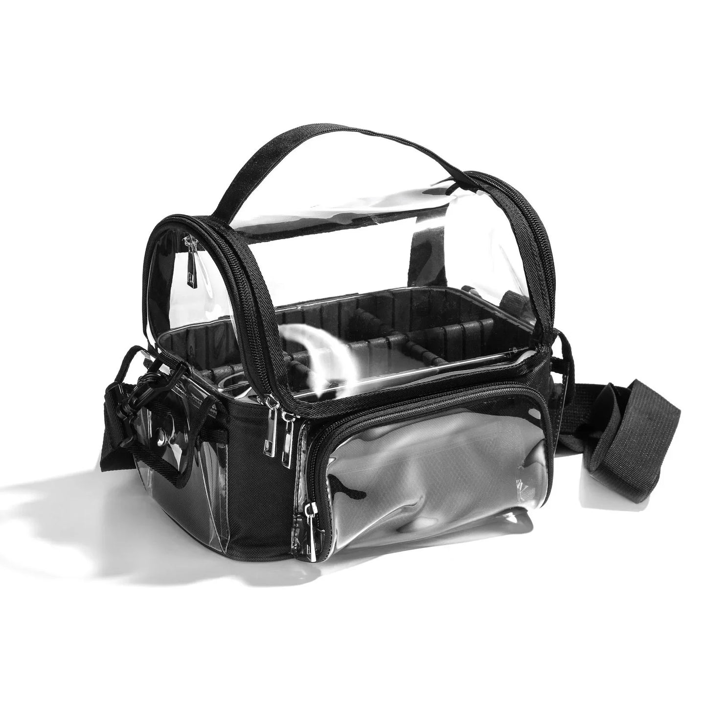 Makeup Brush Holder Backpack – Clear Waterproof Cosmetic Organizer Travel Case with Adjustable Strap & Divider
