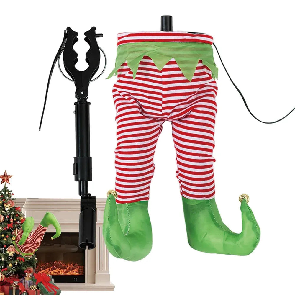 Fun Christmas Tree Leg Decoration | Plush Topper & Sticky Holiday Tree Ornament