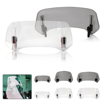 Universal Motorcycle Windshield Extension - Adjustable Clamp-On Windscreen Spoiler Deflector for All Bikes