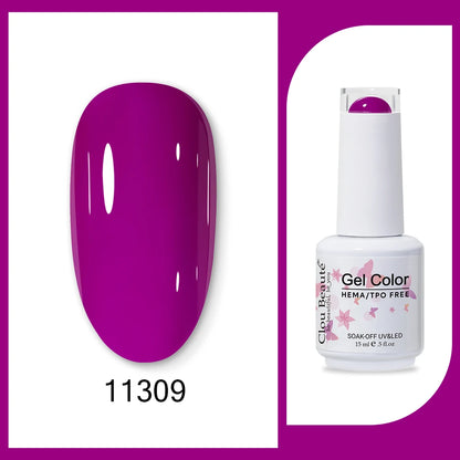Clou Beaute 15ml Gel Nail Polish Set – Red Black White Green Neon UV Soak-Off Semi-Permanent Nail Varnish Base & Velvet Top Coat
