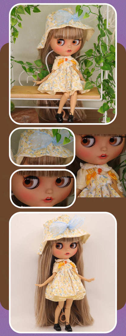 ICY DBS Blyth Doll – 1/6 Joint Body BJD Anime Girl with Tan Skin, Matte Face & Pouting Mouth OOAK OB24