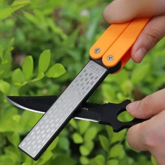 Portable Folding Pocket Knife Sharpener – Double-Sided Diamond Whetstone for Outdoor & EDC Blade Sharpening Tool