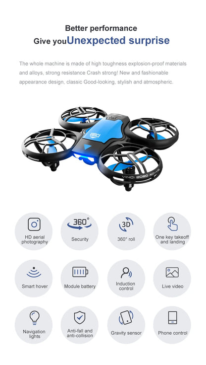 V8 Mini Drone with 4K & 1080P HD Wide-Angle Camera – WiFi FPV RC Helicopter with Height Hold for Kids