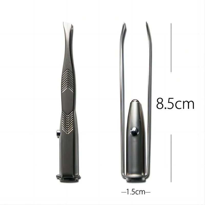 Portable Stainless Steel Eyebrow Tweezer with LED Light — Smart Design Hair Removal Makeup Tool