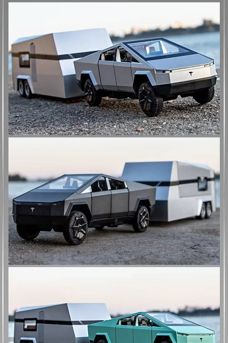 1:32 Tesla Cybertruck Diecast Alloy Model Car with Sound & Light – Off-Road Truck Toy Gift for Kids with Carrying Suitcase