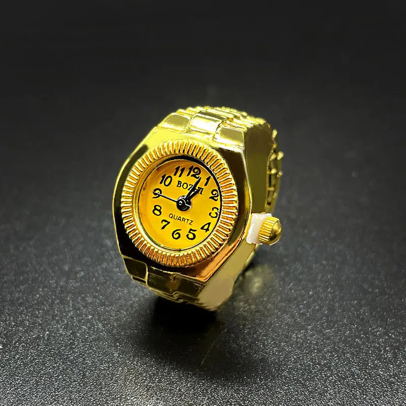 Kiss Jewelry Digital Quartz Finger Watch Ring – Mini Elastic Punk Style Clock Ring for Women, Men & Couple Teens Accessory