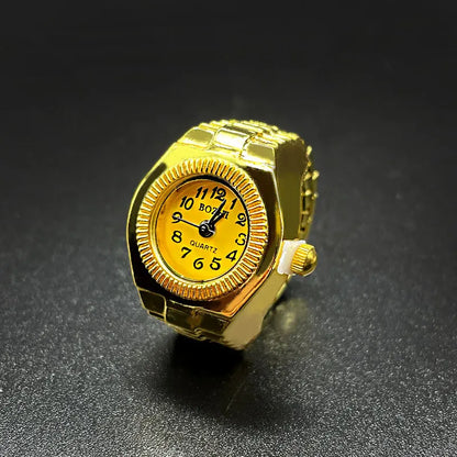 Kiss Jewelry Digital Quartz Finger Watch Ring – Mini Elastic Punk Style Clock Ring for Women, Men & Couple Teens Accessory