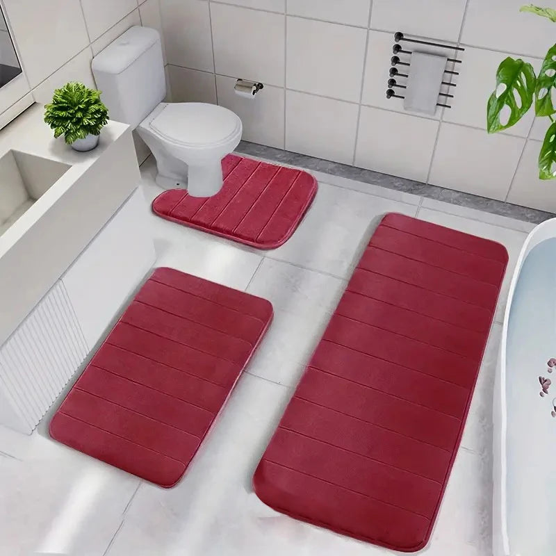 Coral Velvet Bathroom Mat - Anti-Skid Absorbent Toilet & Bathtub Floor Mat, Entrance Rug