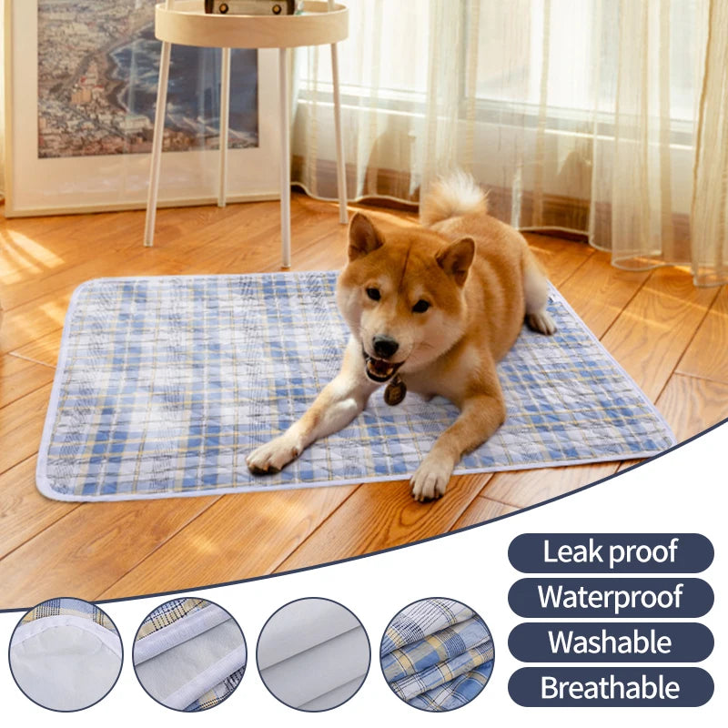 Washable Dog Pee Pad – Absorbent Reusable Plaid Pet Training Mat & Toilet Seat Cover (Home/Outdoor)