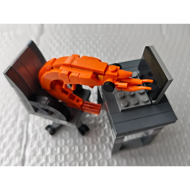 MOC Building Block Shrimp Model – Puzzle Assembly Figurine for Boys and Girls, Creative Internet Celebrity Parody Toy