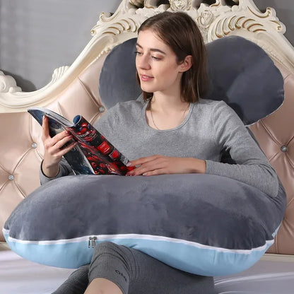 Soft Fleece U-Shaped Pregnancy Pillow – Multi-Function Side & Lumbar Support Cushion for Women