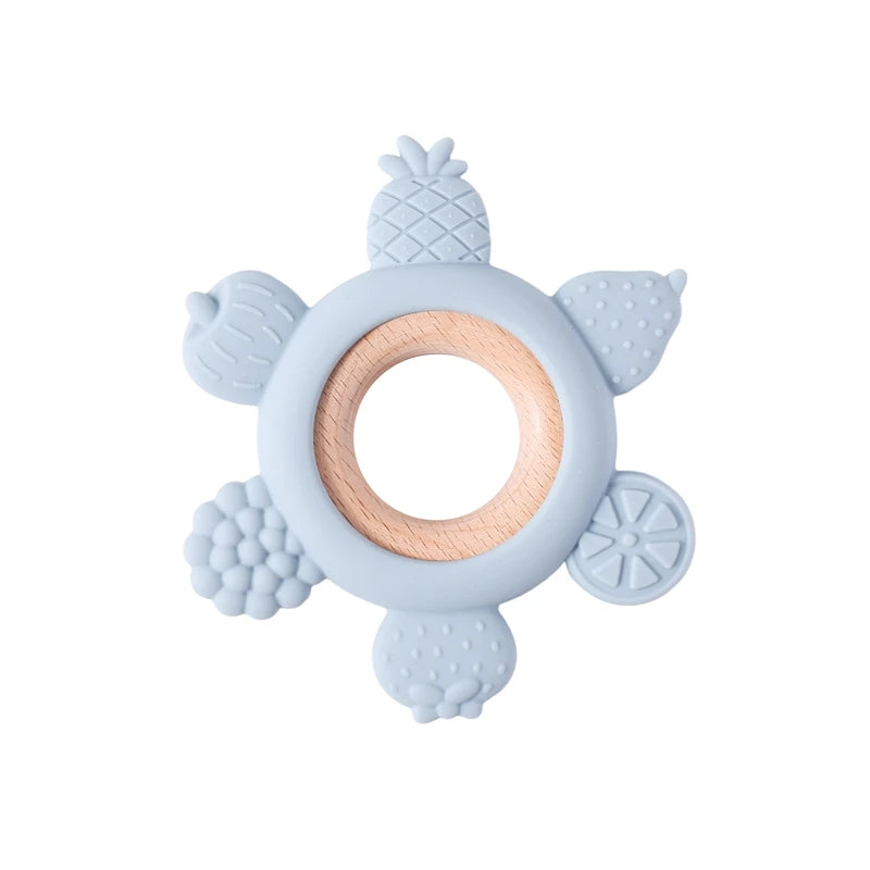 Baby Silicone Teether Toy - BPA Free Dental Chew Ring Bracelet for Infant Teething Relief and Kids Gift
