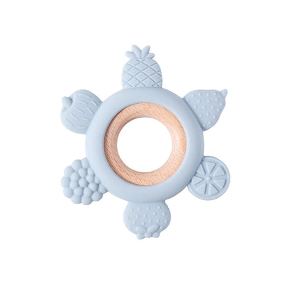 Baby Silicone Teether Toy - BPA Free Dental Chew Ring Bracelet for Infant Teething Relief and Kids Gift