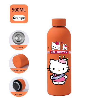 Sanrio Hello Kitty Insulated Sport Bottle — Double-Layer Stainless Steel Vacuum Cup, Small Mouth Coffee Bottle, Angel Color Frosted Finish