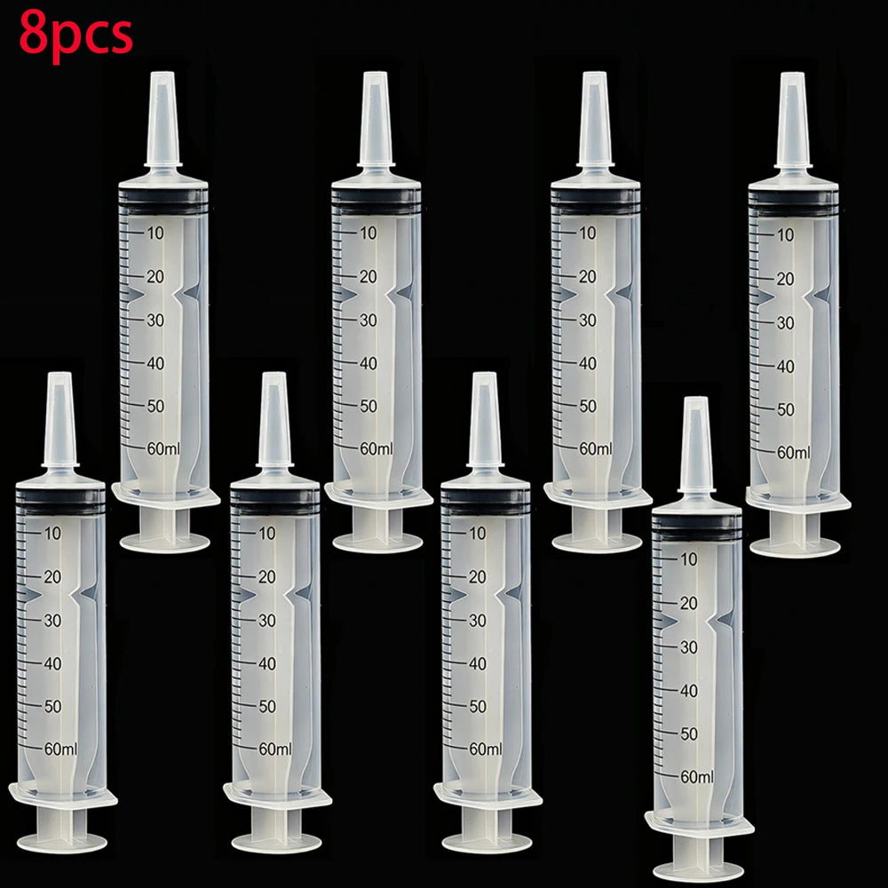 60ml Plastic Measuring Syringe - Pet Feeding, Liquid Dispensing, Laboratory, and Plant Watering Tool with Lid