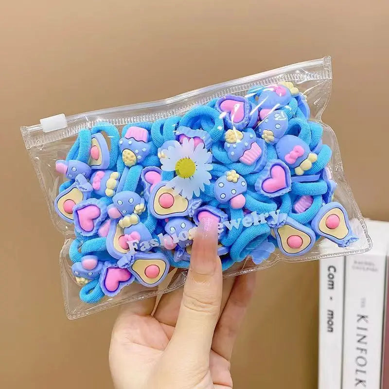 10/20PCS Cute Cartoon Hair Bands – Soft Elastic Scrunchies for Girls & Kids, Gentle on Hair