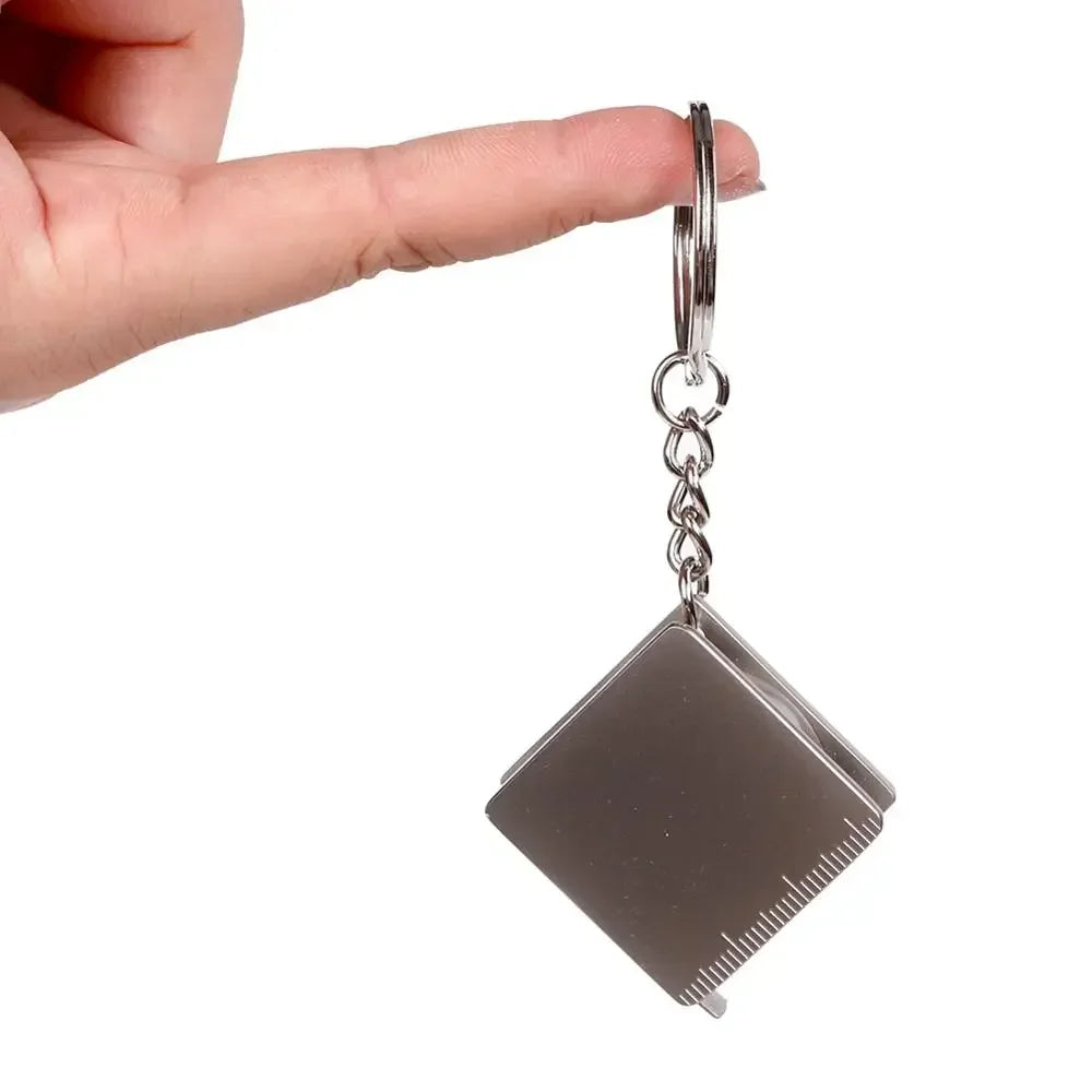 Metal Tape Measure Keychain | Stainless Steel Retractable Ruler Key Ring | Practical Small Measuring Tool