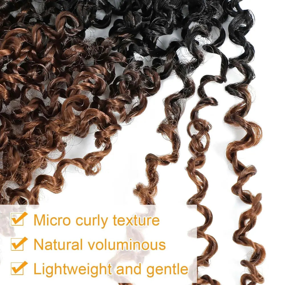 8" Yanky Twist Crochet Hair – Pre-Looped Ombre Brown Synthetic with Curly Ends, Yank Twist for Black Women