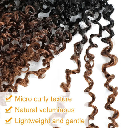 8" Yanky Twist Crochet Hair – Pre-Looped Ombre Brown Synthetic with Curly Ends, Yank Twist for Black Women