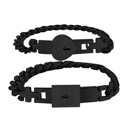 2-Piece Couple Bracelets Set – Heart Lock and Key Fashion Bangle Jewelry, Romantic Gift for Him and Her