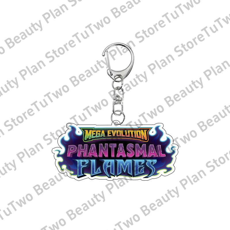 Anime PTCG Mega Evolution Acrylic Keychain – Pocket Monster Logo Cartoon Bag Pendant Keyring Collectible Gift Toy Series