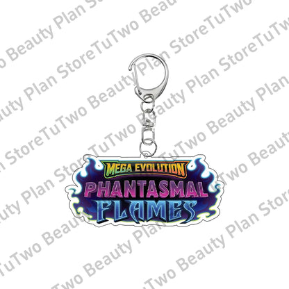 Anime PTCG Mega Evolution Acrylic Keychain – Pocket Monster Logo Cartoon Bag Pendant Keyring Collectible Gift Toy Series
