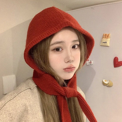 Y2K Balaclava Beanie Hat & Scarf – Thick Knit One-Piece Winter Neck Warmer Retro Style