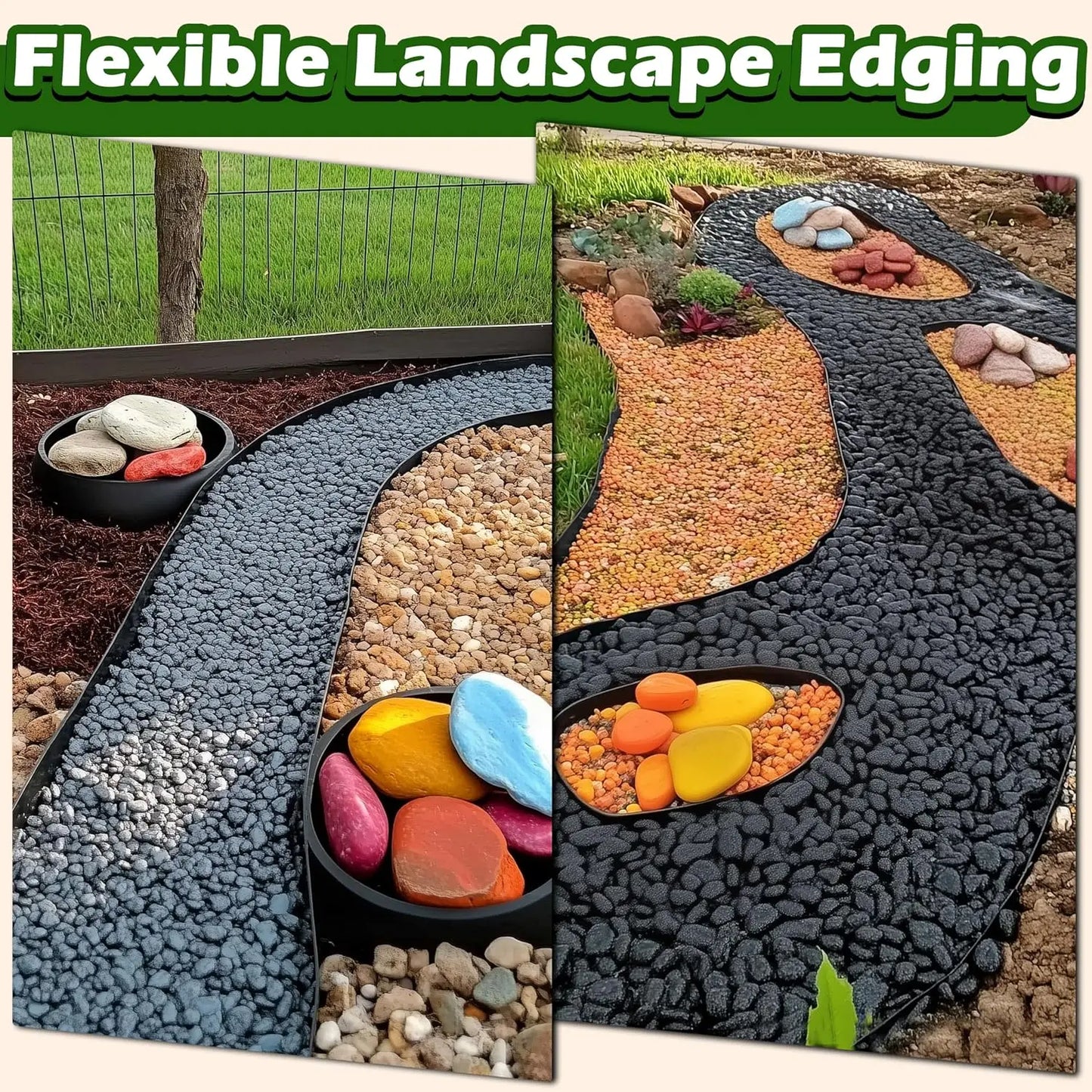 Landscape Lawn Edging Kit - Flexible Garden Border Barrier for Yard Pathways