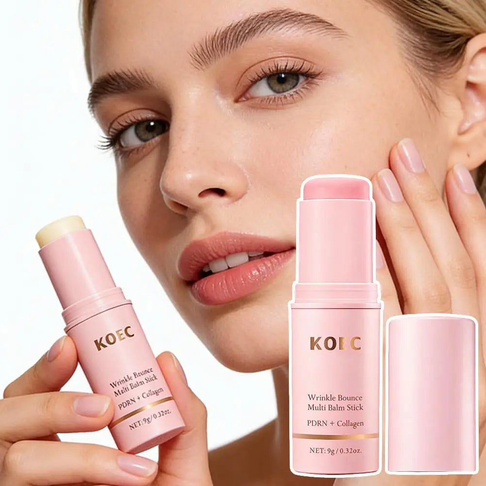 PDRN Collagen Wrinkle Bounce Multi Balm Stick - Moisturizing Facial Balm for Hydrated, Smoother-Looking Skin