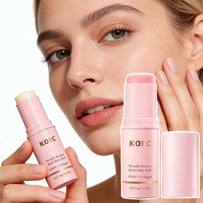 PDRN Collagen Wrinkle Bounce Multi Balm Stick - Moisturizing Facial Balm for Hydrated, Smoother-Looking Skin