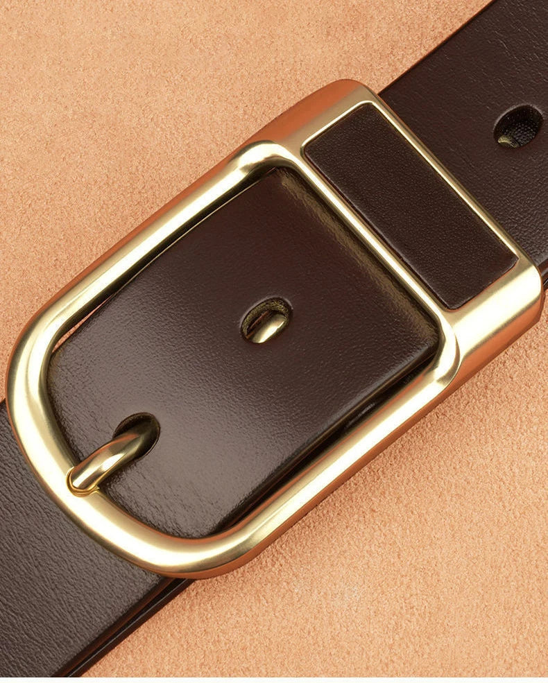Genuine Leather Men's Belt – High-Quality Buckle, Cowskin Casual & Business Waistband, Fashion Designer 2022 New