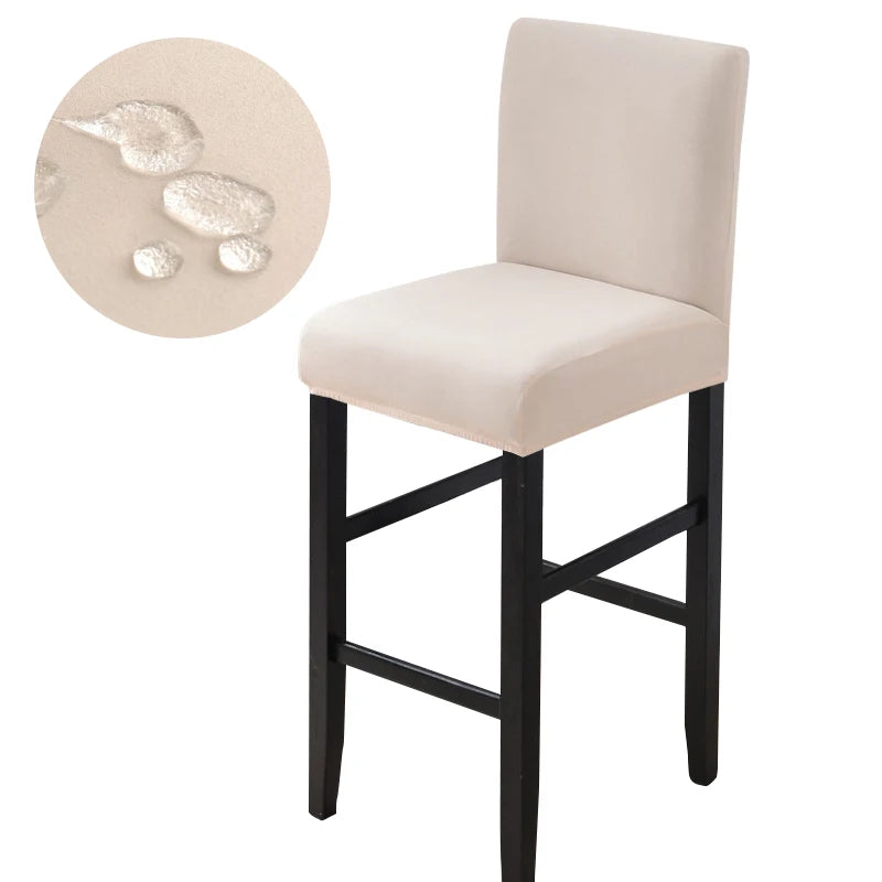 Waterproof Bar Stool Covers - Stretch Short Back Chair Protector Covers for Kitchen Dining Room Cafe Counter Height Seats
