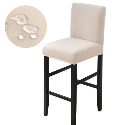 Waterproof Bar Stool Covers - Stretch Short Back Chair Protector Covers for Kitchen Dining Room Cafe Counter Height Seats