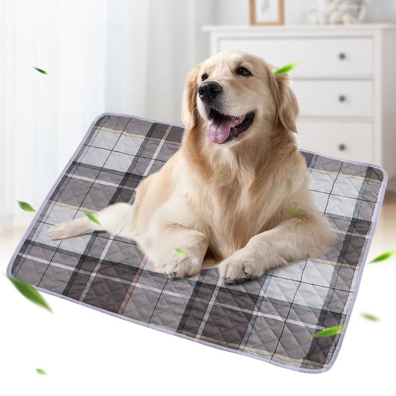 Washable Dog Pee Pad – Absorbent Reusable Plaid Pet Training Mat & Toilet Seat Cover (Home/Outdoor)