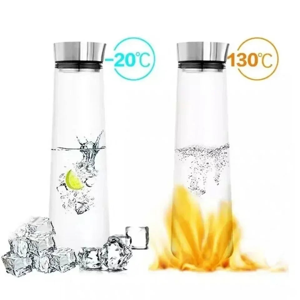1.5L Glass Pitcher with Lid - 52oz Fridge Carafe for Hot & Cold Water, Iced Tea, Coffee & Juice