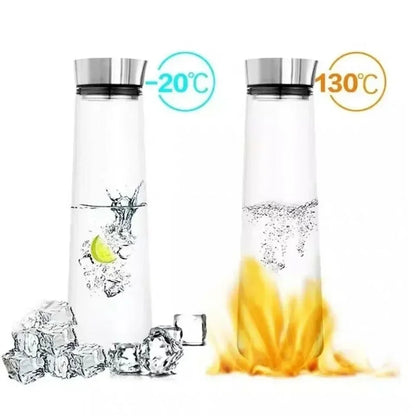 1.5L Glass Pitcher with Lid - 52oz Fridge Carafe for Hot & Cold Water, Iced Tea, Coffee & Juice