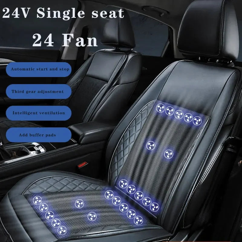 12/24V Car & Home Ventilation Massage Seat Cushion — Breathable Cooling & Heated Massage Pad
