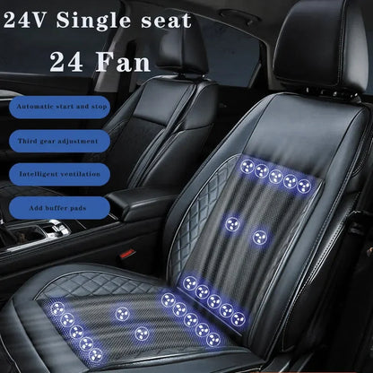 12/24V Car & Home Ventilation Massage Seat Cushion — Breathable Cooling & Heated Massage Pad