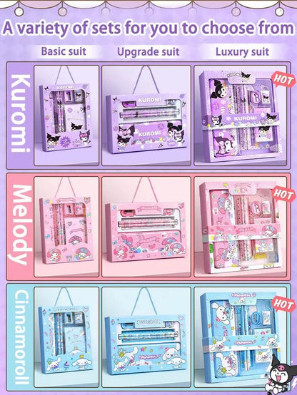 Sanrio Kawaii Stationery Gift Box – 12-Piece School Supplies Set with Kuromi, My Melody & Cinnamoroll for Girls