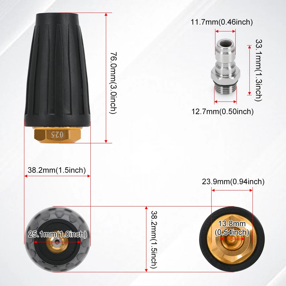 Turbo Rotating Nozzle for Pressure Washer – 360° Adjustable Spray with 1/4" Quick Connector, 4000 PSI, Multiple GPM Options
