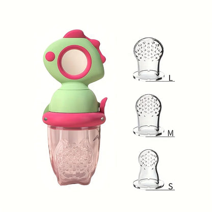 Dinosaur Baby Fruit Feeder - Silicone Rotating Fresh Food Teether & Safe Feeding Tool for Kids
