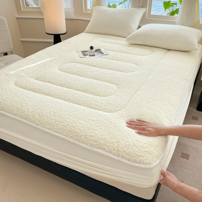 Plush Fleece Fitted Sheet - Warm Imitation Lambswool Bedding for Winter