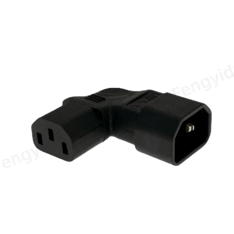 IEC 320 C14 to C13 Adapter - 3-Pin 90-Degree Right-Angle AC Power Extension Converter