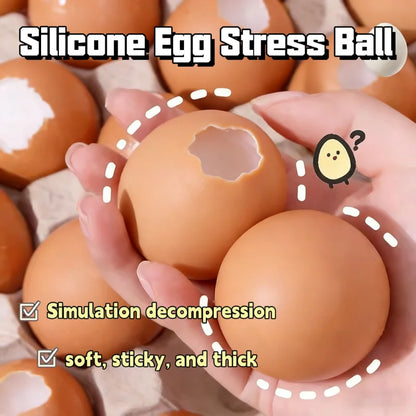 Soft Simulated Egg Stress Relief Toy - Novel Squeeze Fidget Toy for Kids & Adults, Disposable Eggshell Design