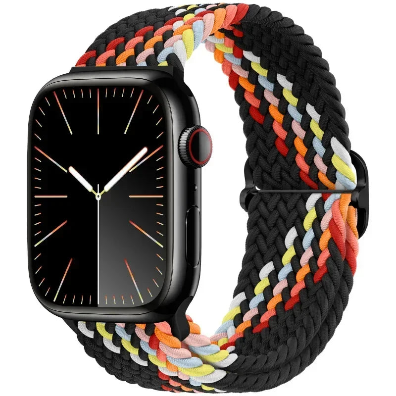 Braided Nylon Apple Watch Band – Adjustable Sport Strap Compatible with Ultra 2, Series 10/9/8/7/6/SE (40–49mm) Wrist Bracelet