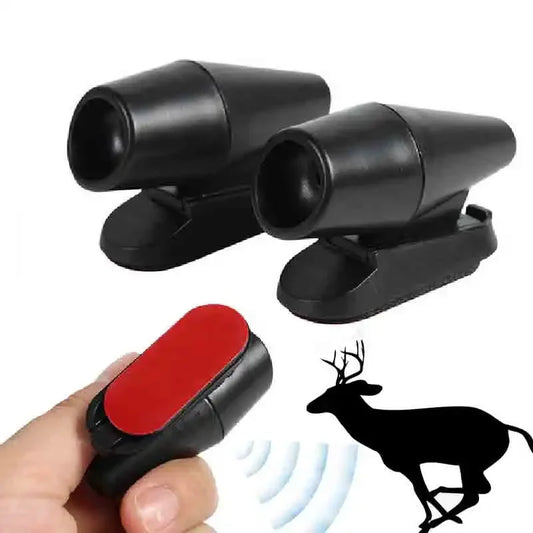 Ultrasonic Animal Repeller Whistle – Wind-Activated Car & Motorcycle Deer Warning, Black Safety Whistle