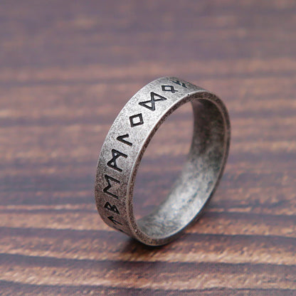 Fashion Retro Viking Rune Ring – 316L Stainless Steel Odin Letter Amulet, Couple Jewelry Gifts for Men & Women