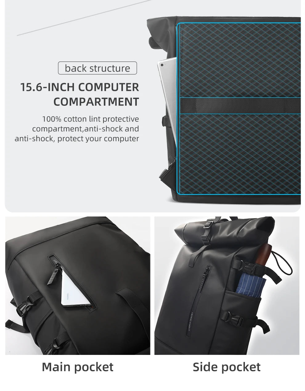 HK Expandable Travel Backpack for Men – Large Capacity Waterproof 15.6” Laptop Bag, Hiking Rucksack & Cycling Daypack with USB Port