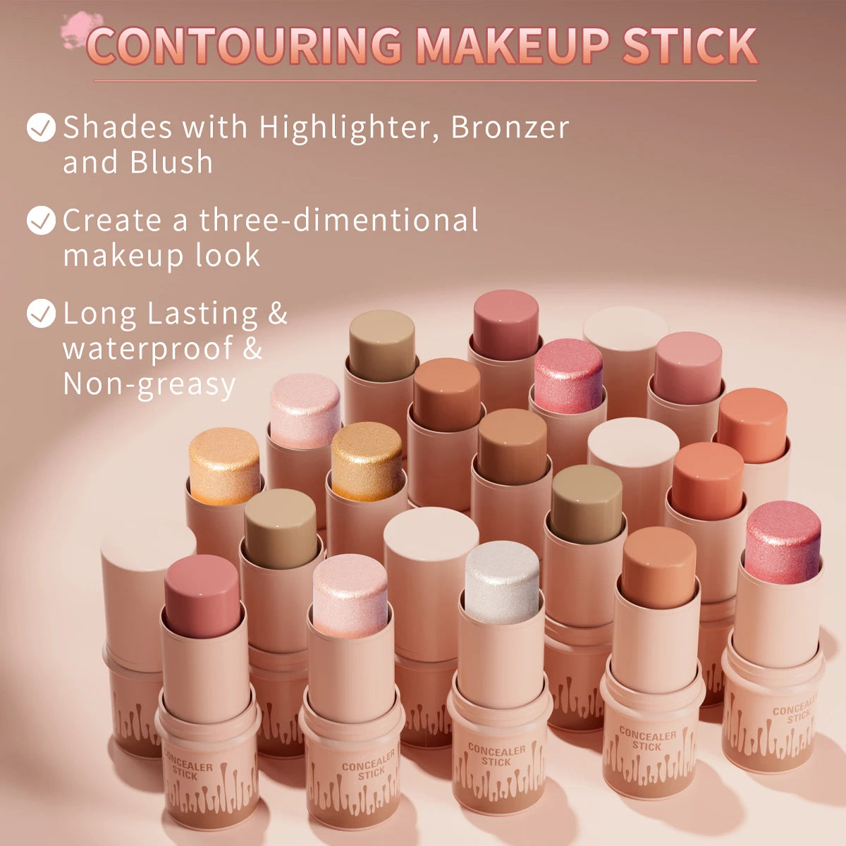 Multi-Color Natural Conforming Shadow Repair Stick – 3D Light Concealer, Blush & Multi-Functional Highlight Stick