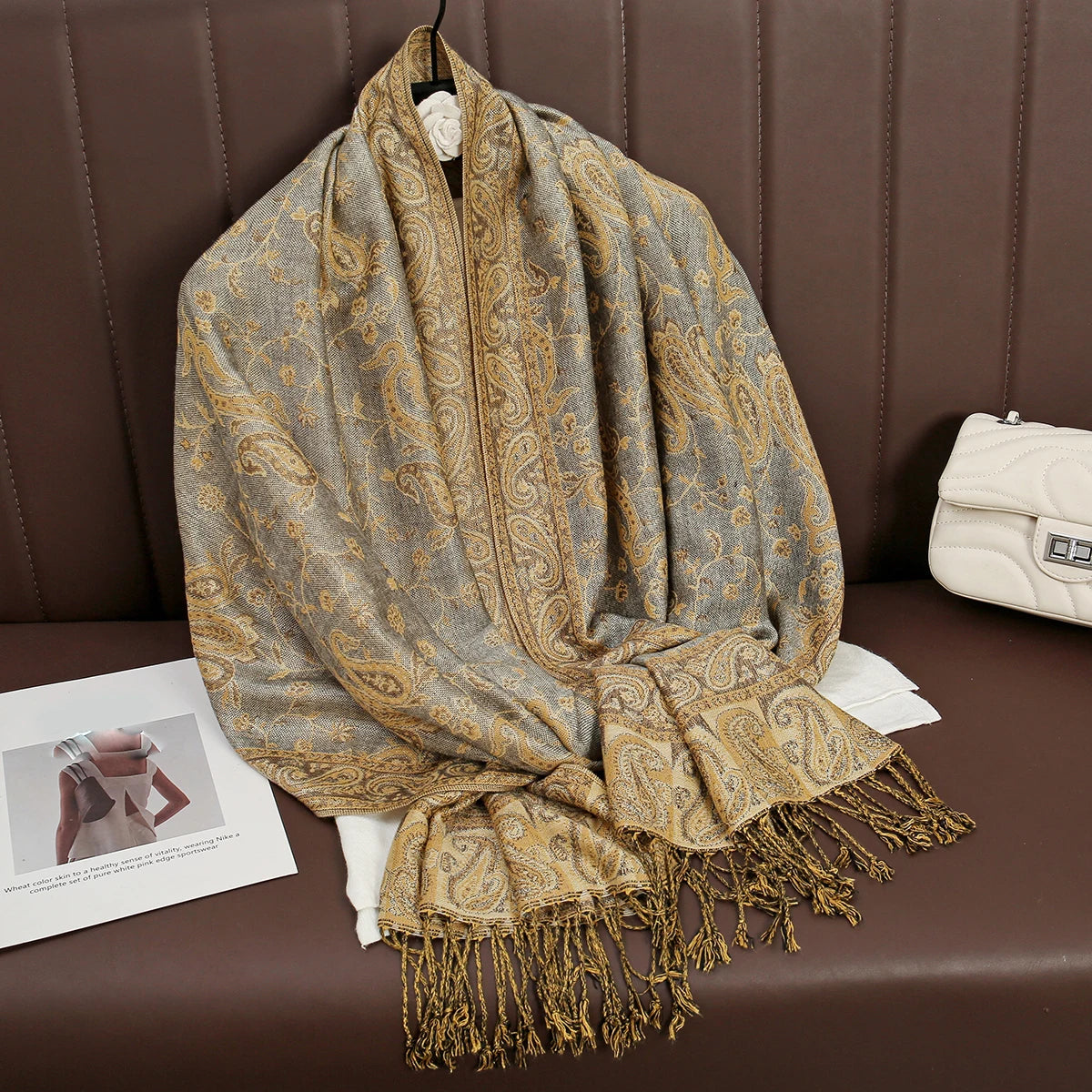 Luxury Autumn Cashmere Pashmina Shawl – Warm Winter Scarves for Women, Printed Cotton Foulard Stole Scarf 2023